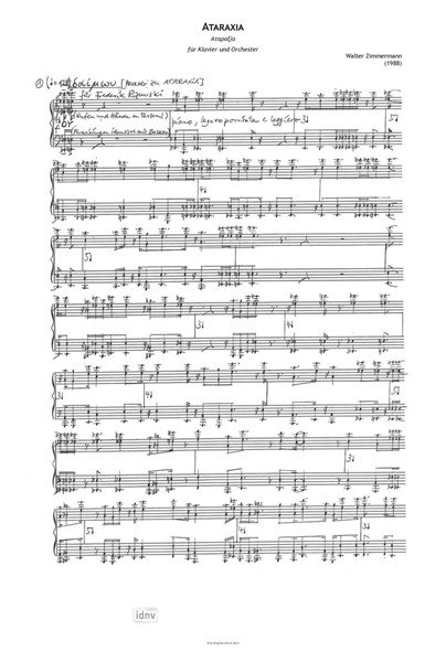 Ataraxia für Klavier und Orchester (auch für 13 Instrumente) (1988) Ataraxia für Klavier und Orchester (auch für 13 Instrumente) (1988)