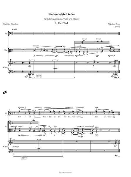 Sieben letzte Lieder für tiefe Singstimme, Viola und Klavier (2026) Sieben letzte Lieder für tiefe Singstimme, Viola und Klavier (2026)