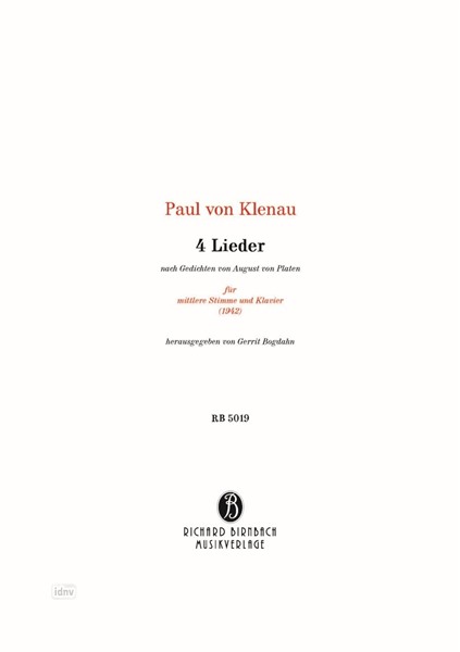 4 Lieder für mittlere Stimme und Klavier (1942) 4 Lieder für mittlere Stimme und Klavier (1942)