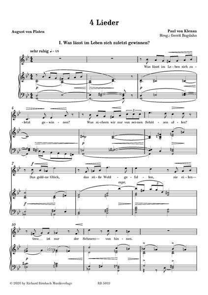 4 Lieder für mittlere Stimme und Klavier (1942) 4 Lieder für mittlere Stimme und Klavier (1942)